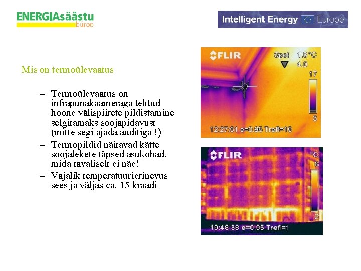 Mis on termoülevaatus – Termoülevaatus on infrapunakaameraga tehtud hoone välispiirete pildistamine selgitamaks soojapidavust (mitte