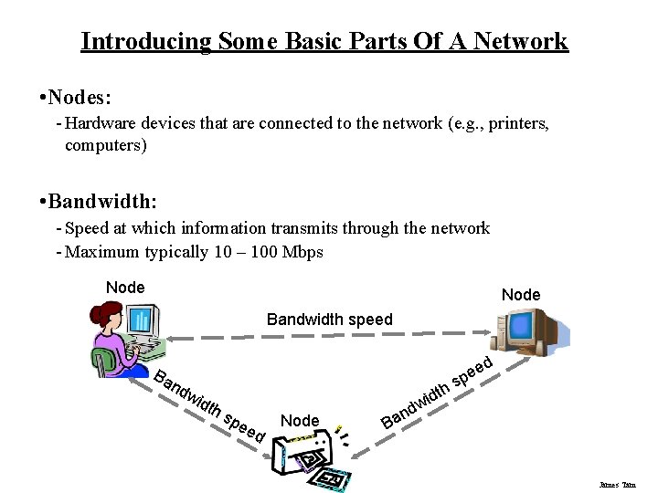 Introducing Some Basic Parts Of A Network • Nodes: - Hardware devices that are Introducing Some Basic Parts Of A Network • Nodes: - Hardware devices that are