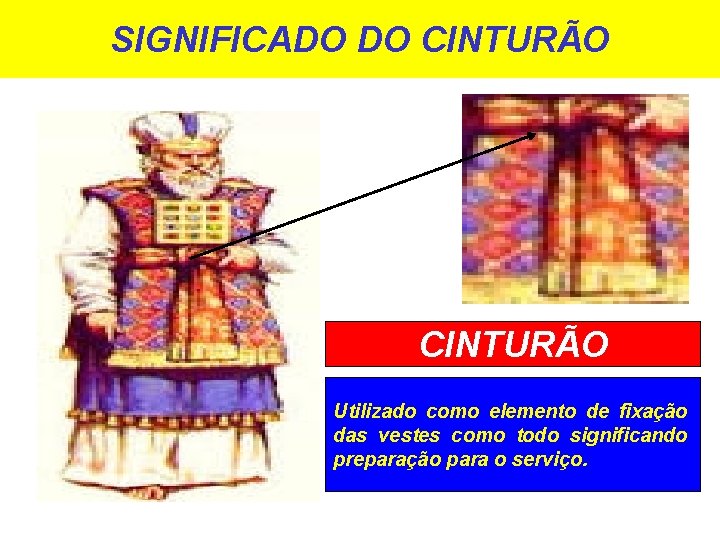 SIGNIFICADO DO CINTURÃO Utilizado como elemento de fixação das vestes como todo significando preparação