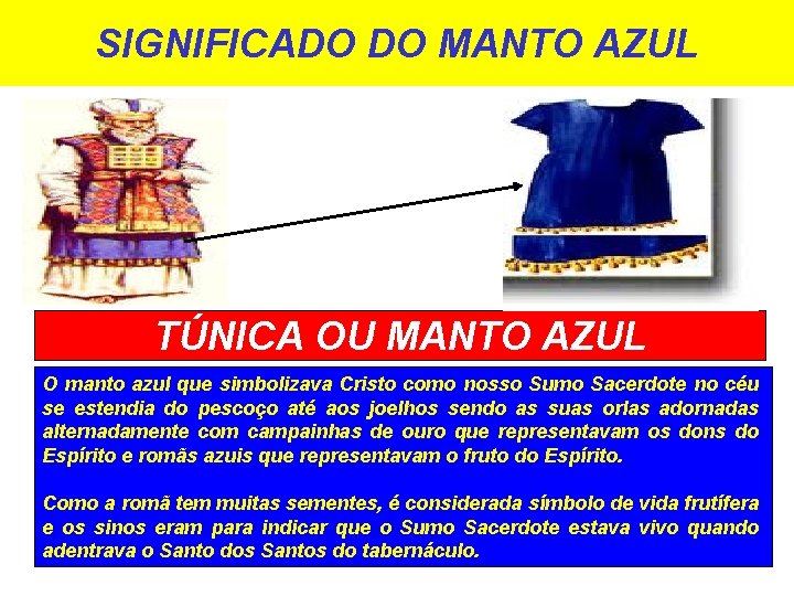 SIGNIFICADO DO MANTO AZUL TÚNICA OU MANTO AZUL O manto azul que simbolizava Cristo