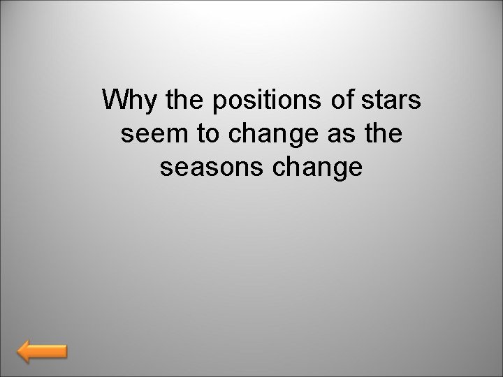 Why the positions of stars seem to change as the seasons change 