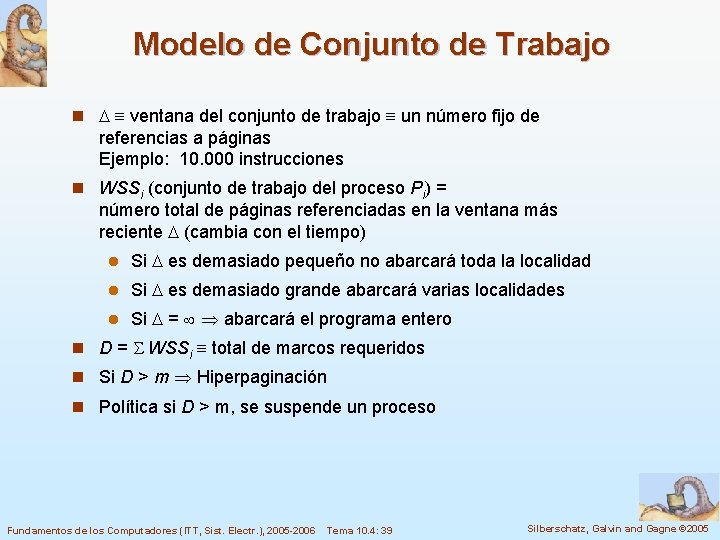 Modelo de Conjunto de Trabajo n ventana del conjunto de trabajo un número fijo