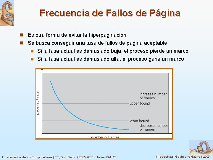 Frecuencia de Fallos de Página n Es otra forma de evitar la hiperpaginación n