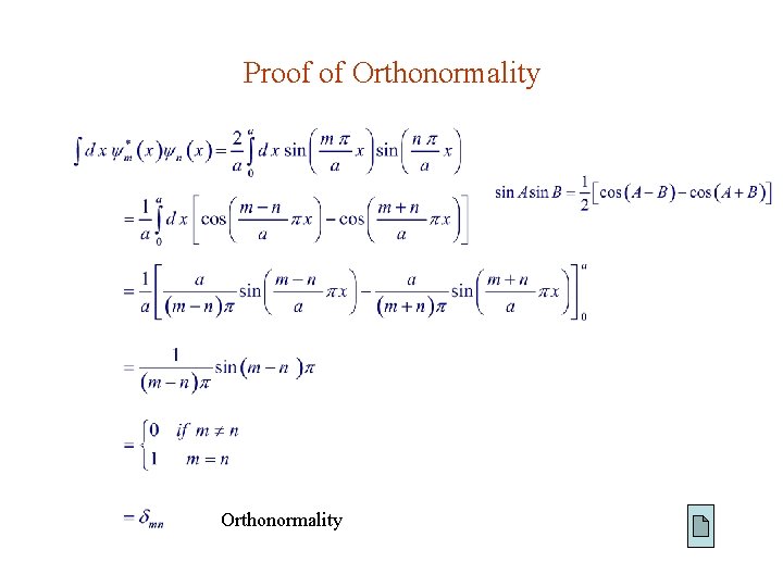 Proof of Orthonormality 