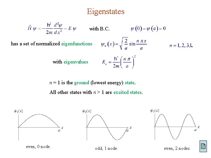 Eigenstates with B. C. has a set of normalized eigenfunctions with eigenvalues n =