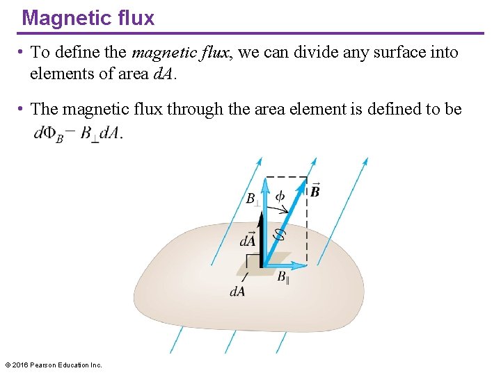 Magnetic flux • To define the magnetic flux, we can divide any surface into