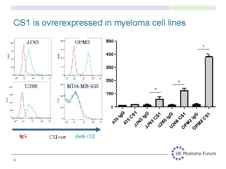 CS 1 is ovrerexpressed in myeloma cell lines Ig. G 6 CS 1+ve Anti-CS