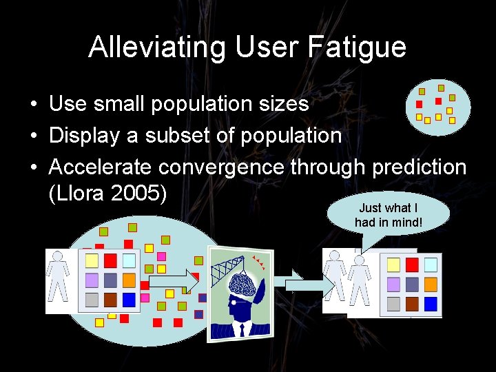 Alleviating User Fatigue • Use small population sizes • Display a subset of population