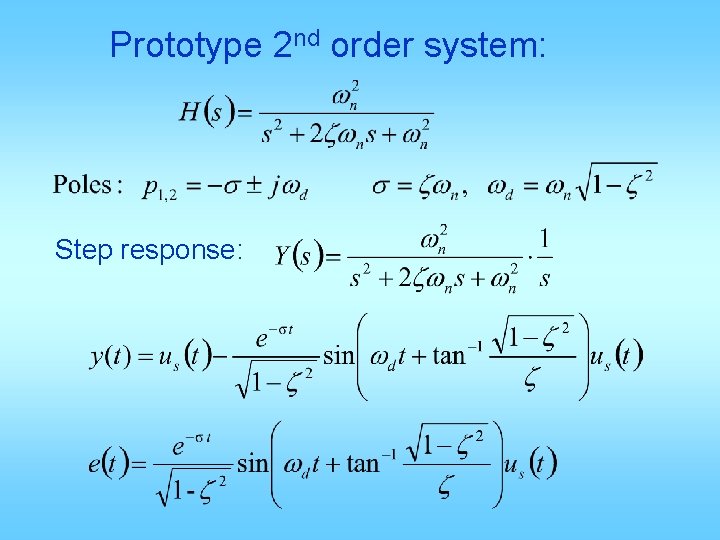 Prototype 2 nd order system: Step response: 