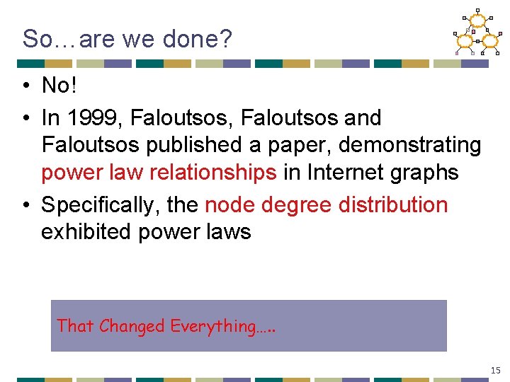 So…are we done? • No! • In 1999, Faloutsos and Faloutsos published a paper,