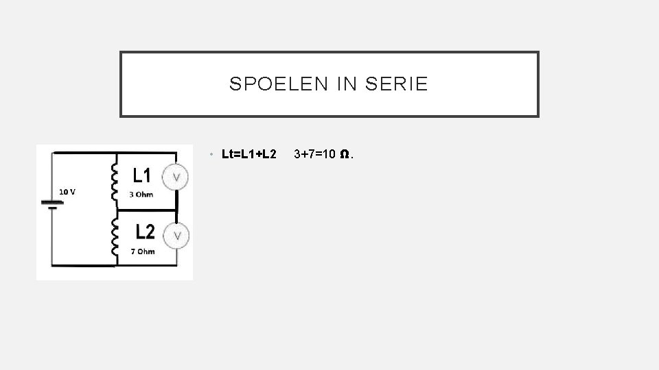 SPOELEN IN SERIE • Lt=L 1+L 2 3+7=10 Ω. 