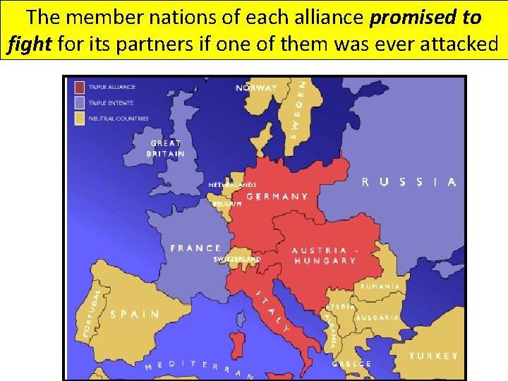 The member nations of each alliance promised to fight for its partners if one The member nations of each alliance promised to fight for its partners if one