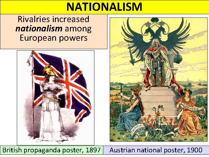 NATIONALISM Rivalries increased nationalism among European powers British propaganda poster, 1897 Austrian national poster, NATIONALISM Rivalries increased nationalism among European powers British propaganda poster, 1897 Austrian national poster,