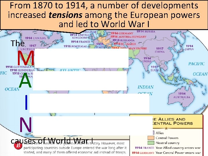From 1870 to 1914, a number of developments increased tensions among the European powers From 1870 to 1914, a number of developments increased tensions among the European powers