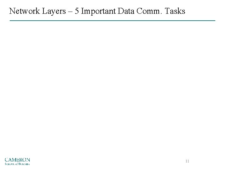 Network Layers – 5 Important Data Comm. Tasks 11 