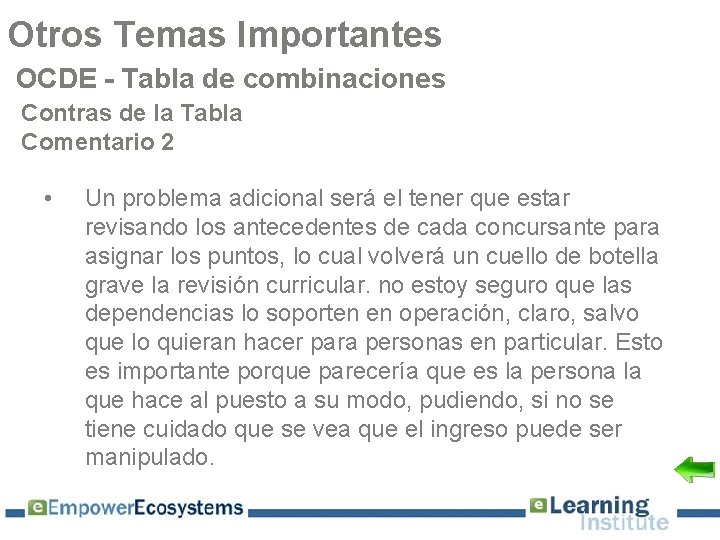 Otros Temas Importantes OCDE - Tabla de combinaciones Contras de la Tabla Comentario 2