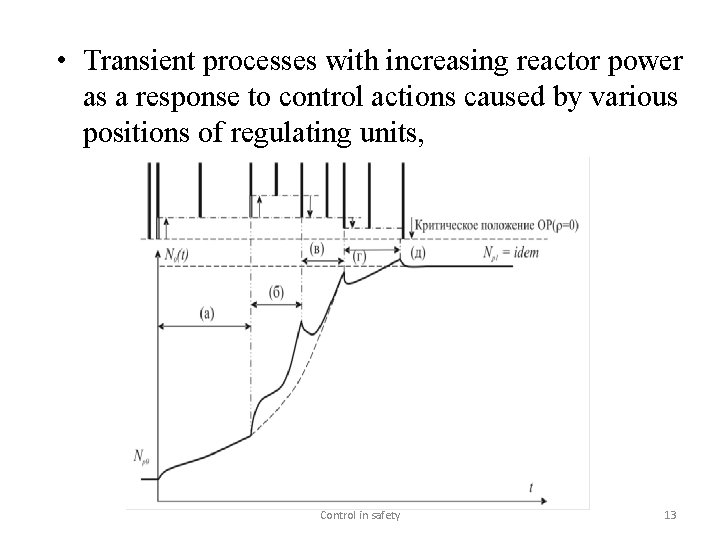  • Transient processes with increasing reactor power as a response to control actions