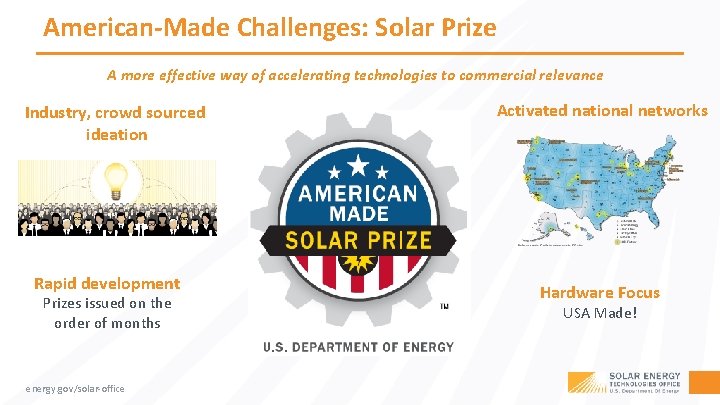 American-Made Challenges: Solar Prize A more effective way of accelerating technologies to commercial relevance