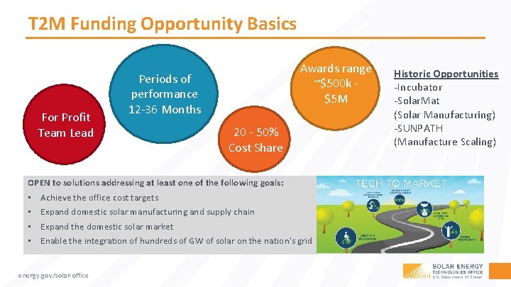 T 2 M Funding Opportunity Basics For Profit Team Lead Awards range ~$500 k