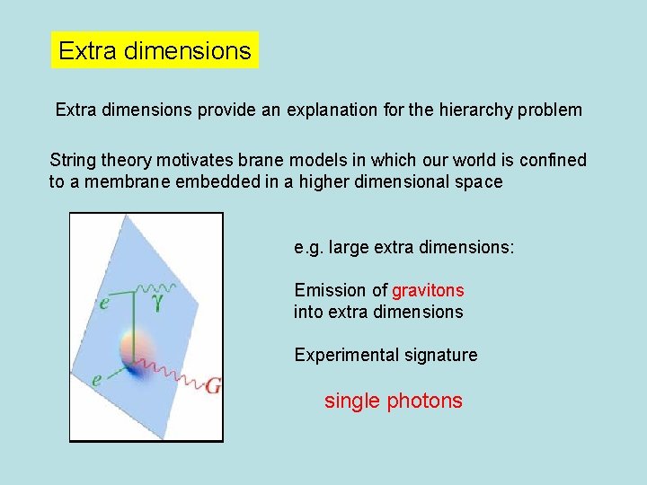 Extra dimensions provide an explanation for the hierarchy problem String theory motivates brane models