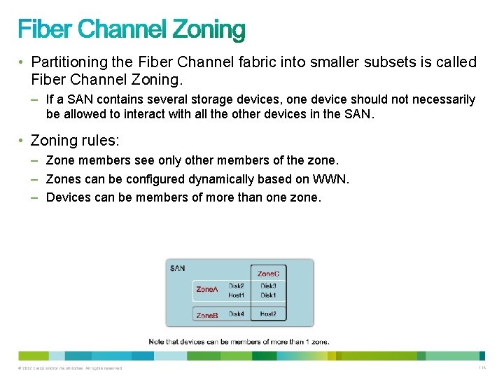  • Partitioning the Fiber Channel fabric into smaller subsets is called Fiber Channel