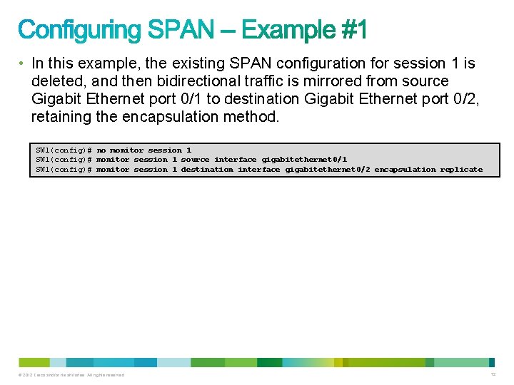  • In this example, the existing SPAN configuration for session 1 is deleted,