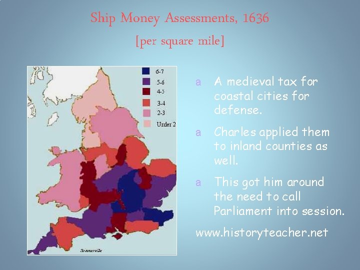 Ship Money Assessments, 1636 [per square mile] a A medieval tax for coastal cities