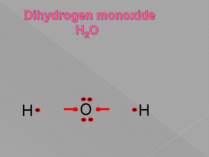 Dihydrogen monoxide H 2 O H 
