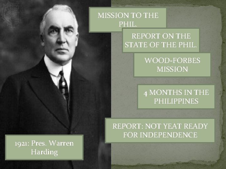 MISSION TO THE PHIL. REPORT ON THE STATE OF THE PHIL. WOOD-FORBES MISSION 4