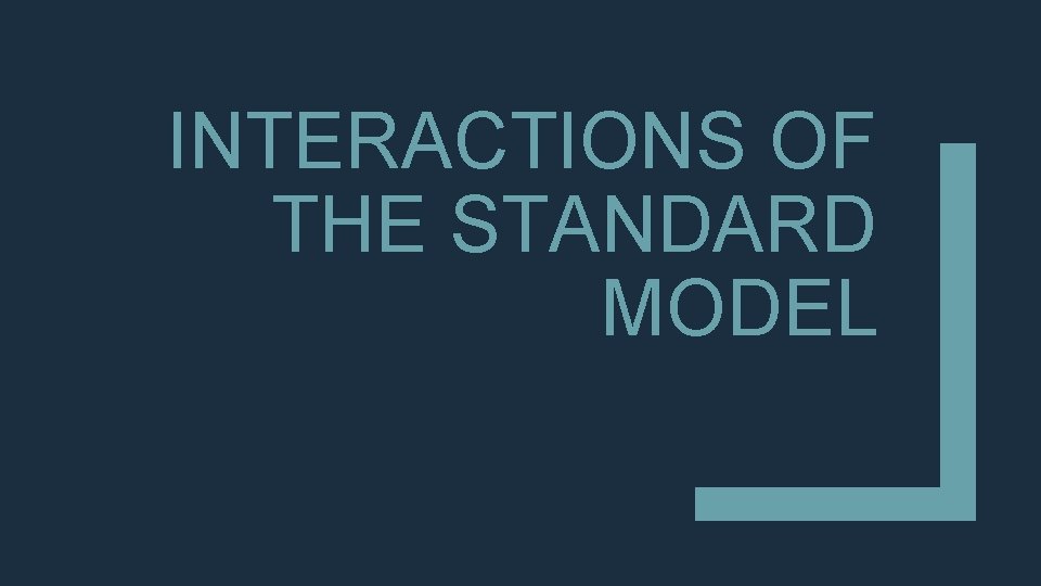 INTERACTIONS OF THE STANDARD MODEL 