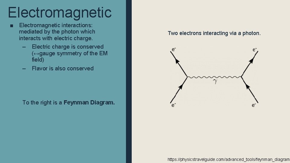 Electromagnetic ■ Electromagnetic interactions: mediated by the photon which interacts with electric charge. –