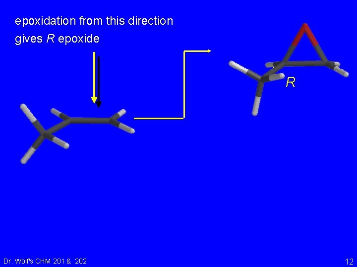 epoxidation from this direction gives R epoxide R Dr. Wolf's CHM 201 & 202