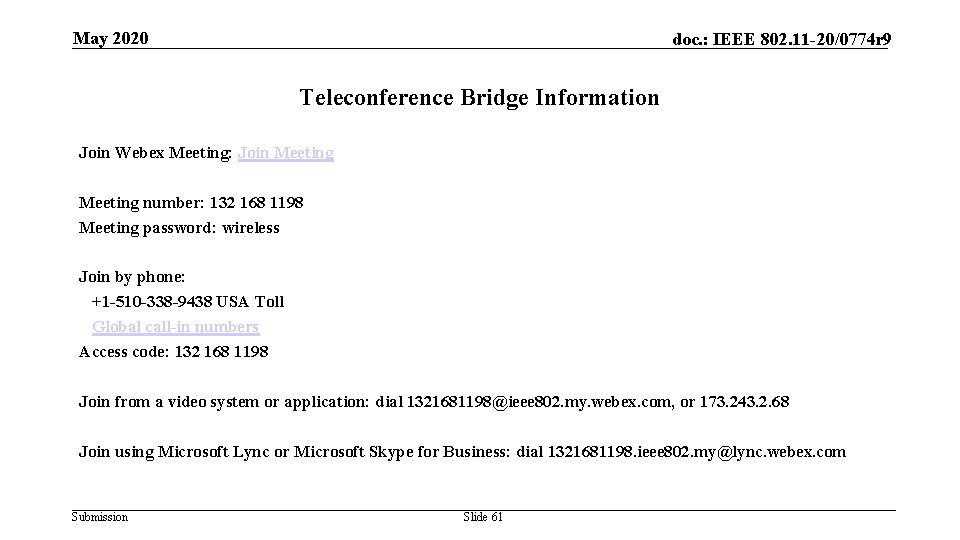 o S u n May 2020 doc. : IEEE 802. 11 -20/0774 r 9