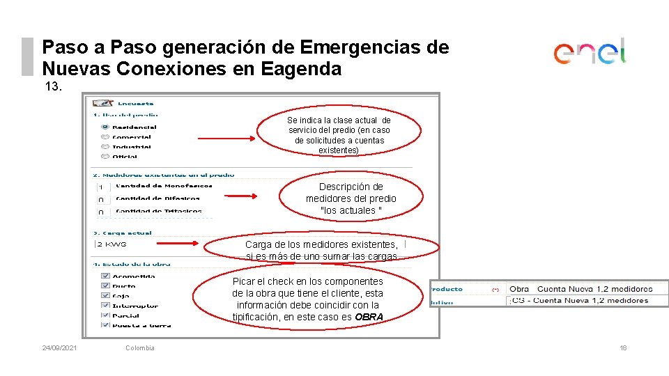 Paso a Paso generación de Emergencias de Nuevas Conexiones en Eagenda 13. Se indica