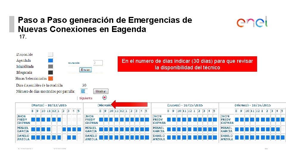 Paso a Paso generación de Emergencias de Nuevas Conexiones en Eagenda 17. En el