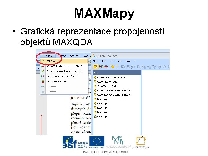 MAXMapy • Grafická reprezentace propojenosti objektů MAXQDA 