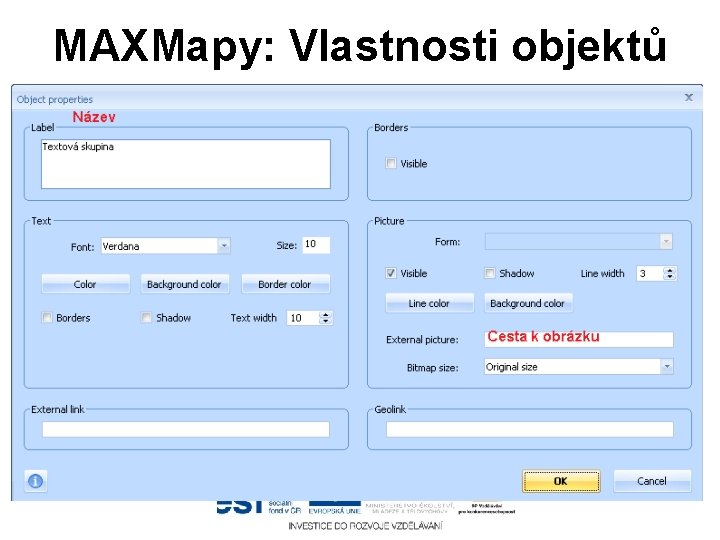 MAXMapy: Vlastnosti objektů 