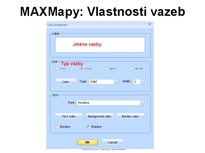 MAXMapy: Vlastnosti vazeb 