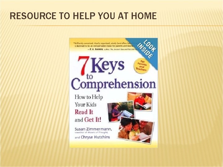 RESOURCE TO HELP YOU AT HOME 