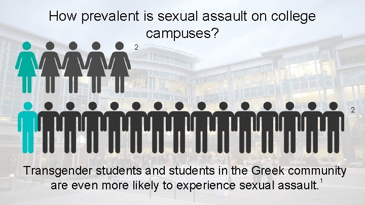 How prevalent is sexual assault on college campuses? 2 2 Transgender students and students