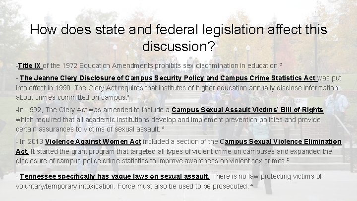 How does state and federal legislation affect this discussion? -Title IX of the 1972