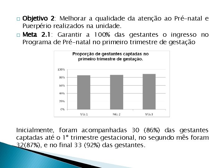 � � Objetivo 2: Melhorar a qualidade da atenção ao Pré-natal e Puerpério realizados