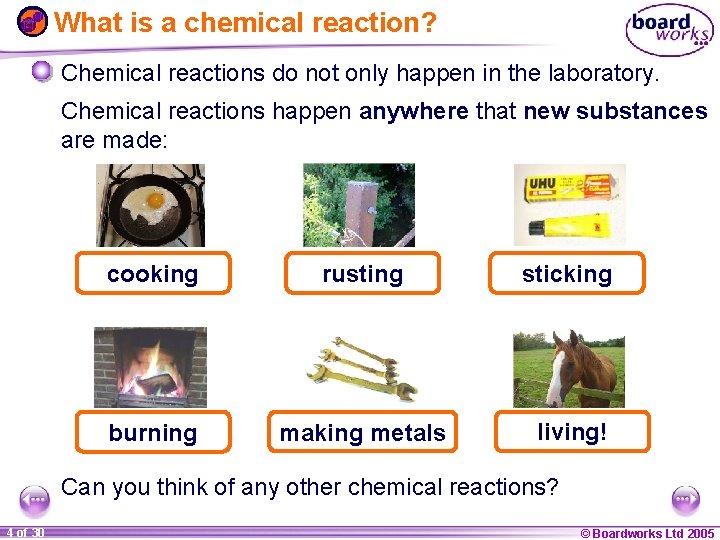 What is a chemical reaction? Chemical reactions do not only happen in the laboratory.