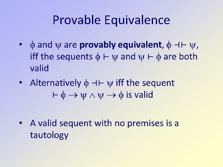 Provable Equivalence 