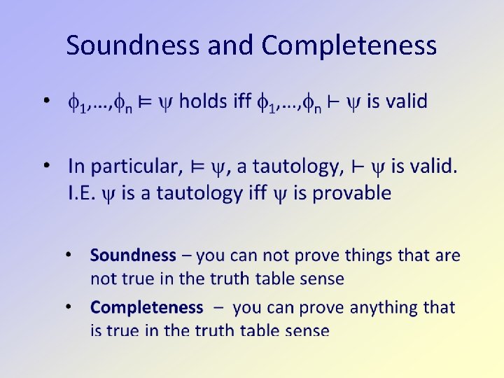 Soundness and Completeness 