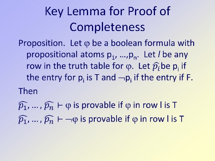 Key Lemma for Proof of Completeness 