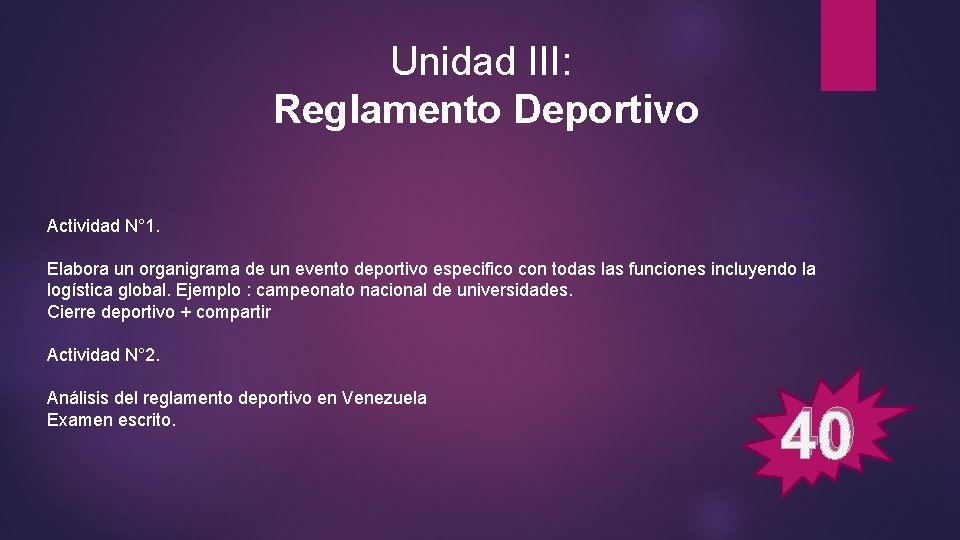 Unidad III: Reglamento Deportivo Actividad N° 1. Elabora un organigrama de un evento deportivo