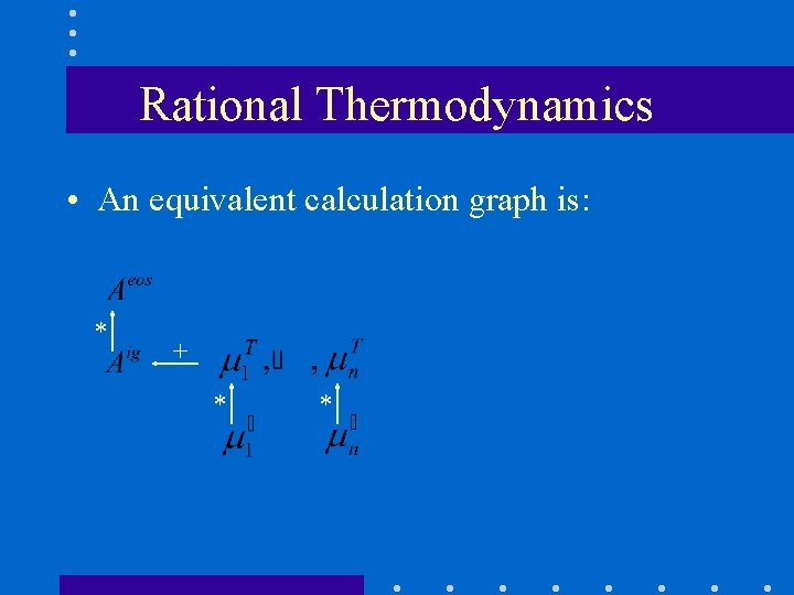 Rational Thermodynamics • An equivalent calculation graph is: * + * * 