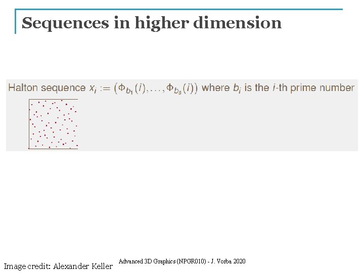 Sequences in higher dimension Image credit: Alexander Keller Advanced 3 D Graphics (NPGR 010)