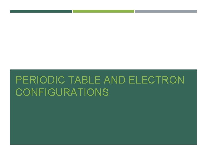 PERIODIC TABLE AND ELECTRON CONFIGURATIONS 